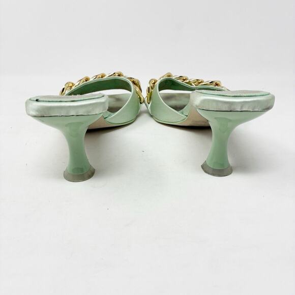 Jeffrey Campbell Mint Green Mr Big Chain Satin Heels 8 - Picture 6 of 8